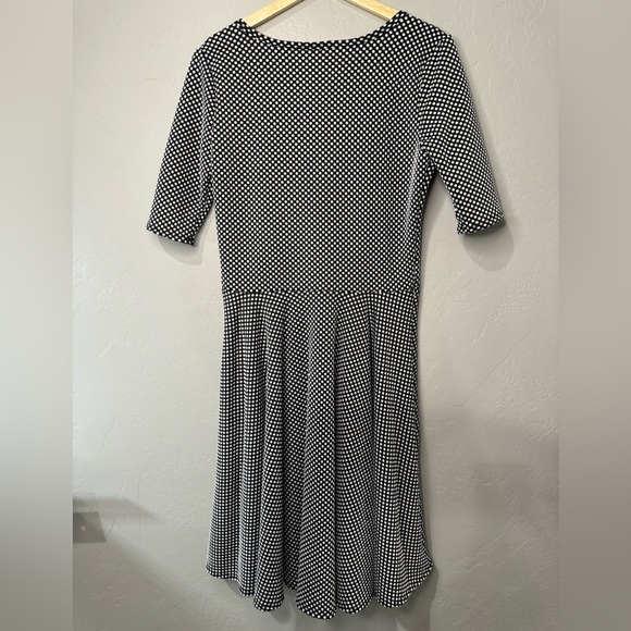 Lularoe Nicole Dress Black & White Textured Spot Print 3/4 Sleeve SZ Large - Picture 3 of 16